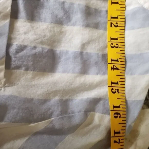 Eden & Olivia S Long Sleeve Top White & Blue Striped V Neck Button Tunic - Picture 6 of 10